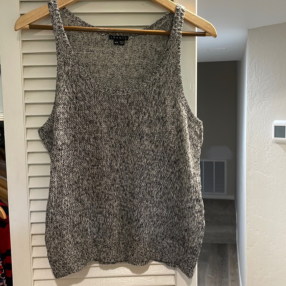 Theory Linen Semi-sheer Chainmail Tank Camisole